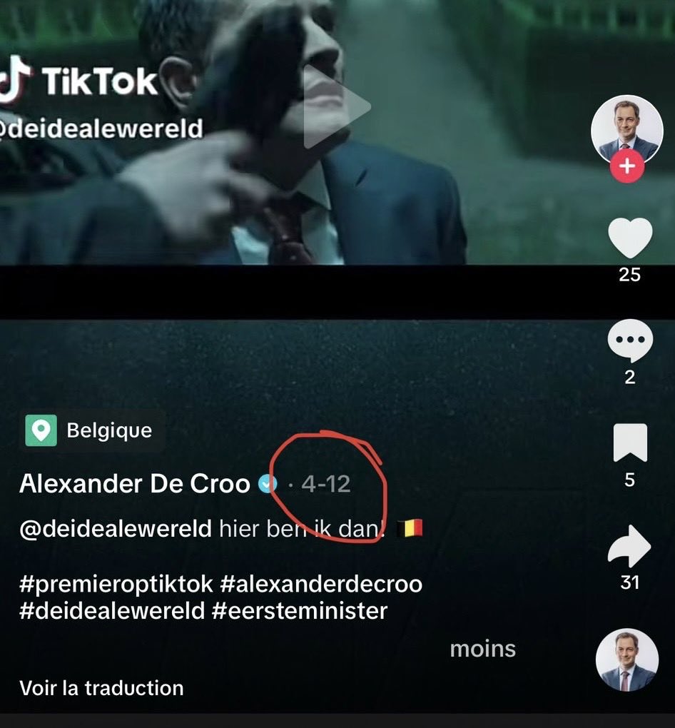 Gros pied de nez de ⁦@alexanderdecroo⁩ par rapport à la sécurité. Alors que l’Europe et les USA accusent TikTok d’espionnage et d’ingérence au profit de la Chine,lui n’hésite pas: il n’avait pas de compte TikTok, il en ouvre un, ce 12/4 😳! Et depuis il TikTok tant et + 🥳