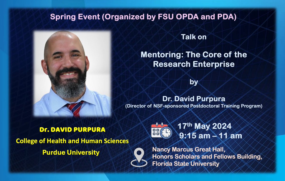 FSUPostdocs's tweet image. FSU PDA and OPDA's Spring Event
"Mentoring: The Core of the Research Enterprise"
Register: fsu.qualtrics.com/jfe/form/SV_4T…
