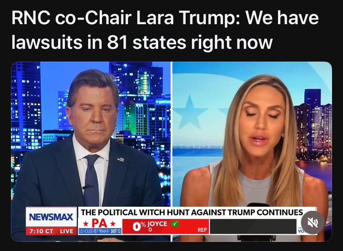 Funny how the Trump family never attract anybody who is educated RNC co-Chair Lara Trump 'We have lawsuits in 81 states right now'