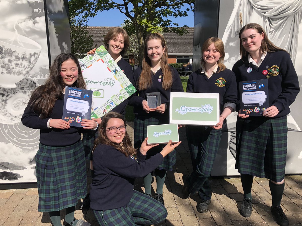 Congratulations to the TY JPIC Group who were placed second in the national final of the Trocaire Educational Games design competition in the Helix today. Their original game Growopoly was praised for its creativity presenting the issue of Climate Change and Climate Justice.