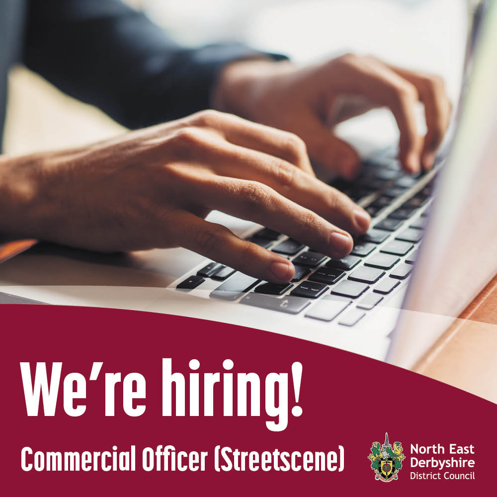 We're hiring! 💼👦👩

Job Vacancy | Commercial Officer (Streetscene) | £24,702 to £26,421 per annum

- Location: NEDDC Depot, Eckington, Derbyshire, with Agile Working Arrangement
- Full Time / Permanent
- 36 Hours per week
- Closing Date: 28 April 2024

jobs.derbyshire.gov.uk/northeastderby…