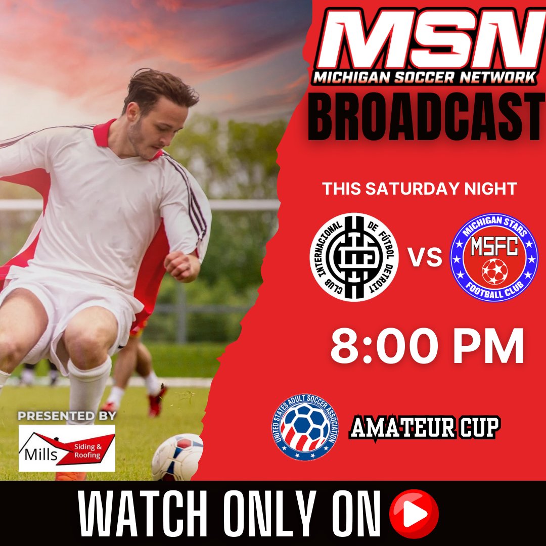 BROADCAST 🚨🚨

@USAdultSoccer Amateur Cup Match @InterDetroit vs @MichiganStarsFC live on MSN at 8 PM

WATCH THE GAME 👇👇
youtube.com/live/VWPhznf_i…

#soccer #misoccernetwork #amateurcup 
@midwestpl