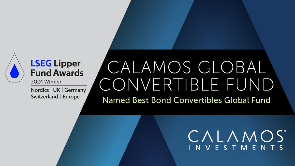 We're thrilled to announce that the Calamos Global Convertible Fund was named Best Bond Convertibles Global Fund at the @LSEGplc Lipper Fund 2024 Awards in Europe, Germany, Nordics, Switzerland, and United Kingdom.​ ​ Discover what sets this fund apart:​ okt.to/EsBZcm