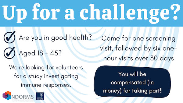 ✅ Are you aged 18-45? ✅ In good health? We’re looking for volunteers to take part in a study investigating immune responses. It’s based at @UniofOxford, and participants will be compensated (in money) for their time. Find out more 👉 bit.ly/KLHstudy