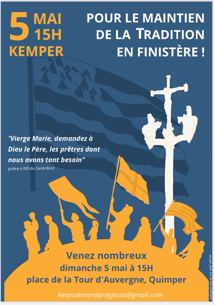 Quel devenir pour la messe traditionnelle à Quimper❓🤯

Le diocèse ayant décidé de mettre fin, prochainement, à la présence de la Fraternité Saint-Pierre, de nombreux fidèles sont plongés dans l’incertitude.

Puisse ce rassemblement pacifique favoriser un dialogue constructif.🙏