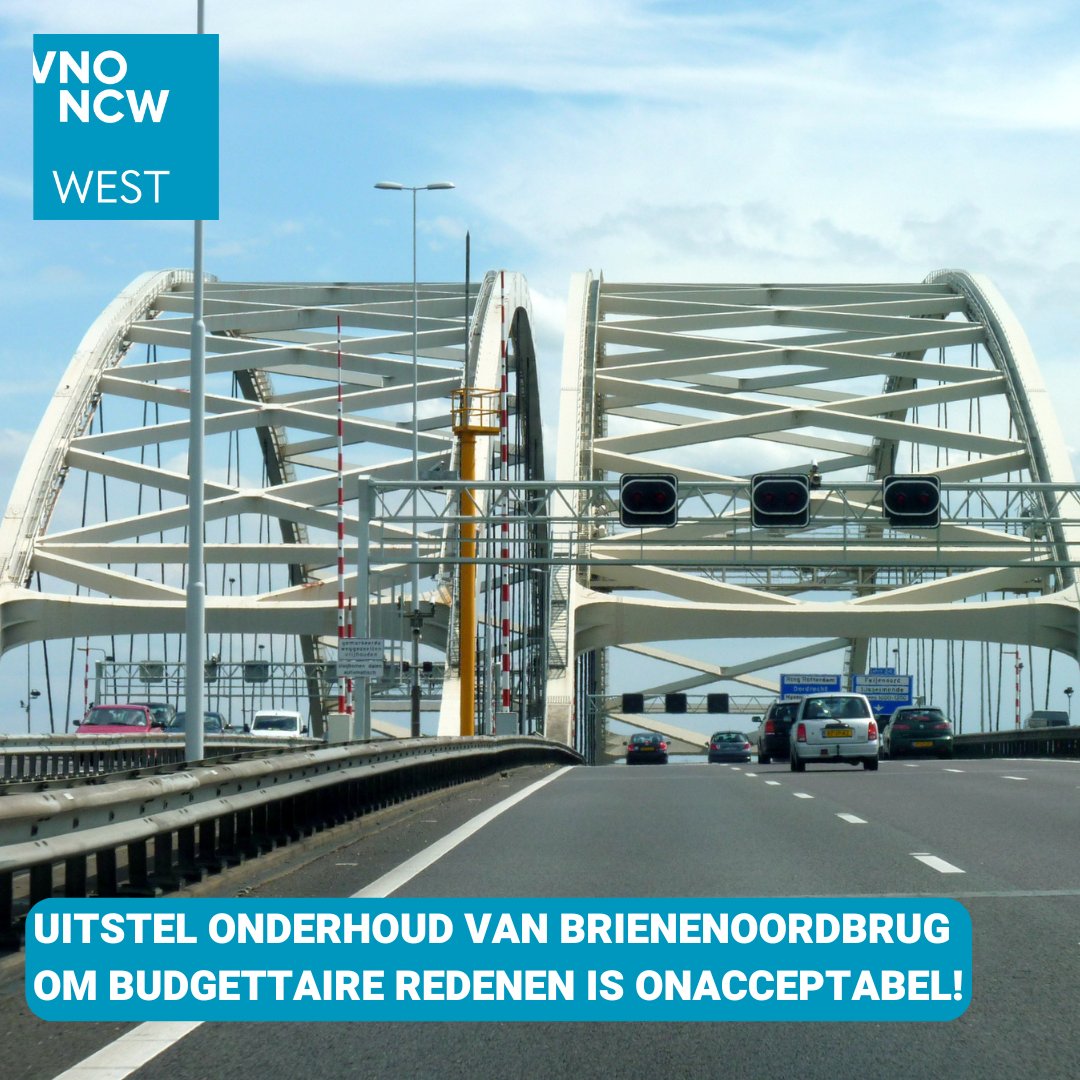 De renovatie van de Van Brienenoordbrug kan niet wachten. VNO-NCW West en VNO-NCW Brabant Zeeland roepen Rijkswaterstaat en de politiek dan ook op direct in actie te komen. Lees onze volledige oproep via vno-ncwwest.nl/nieuws/uitstel…!

#vnoncwwest #vnoncwbrabantzeeland