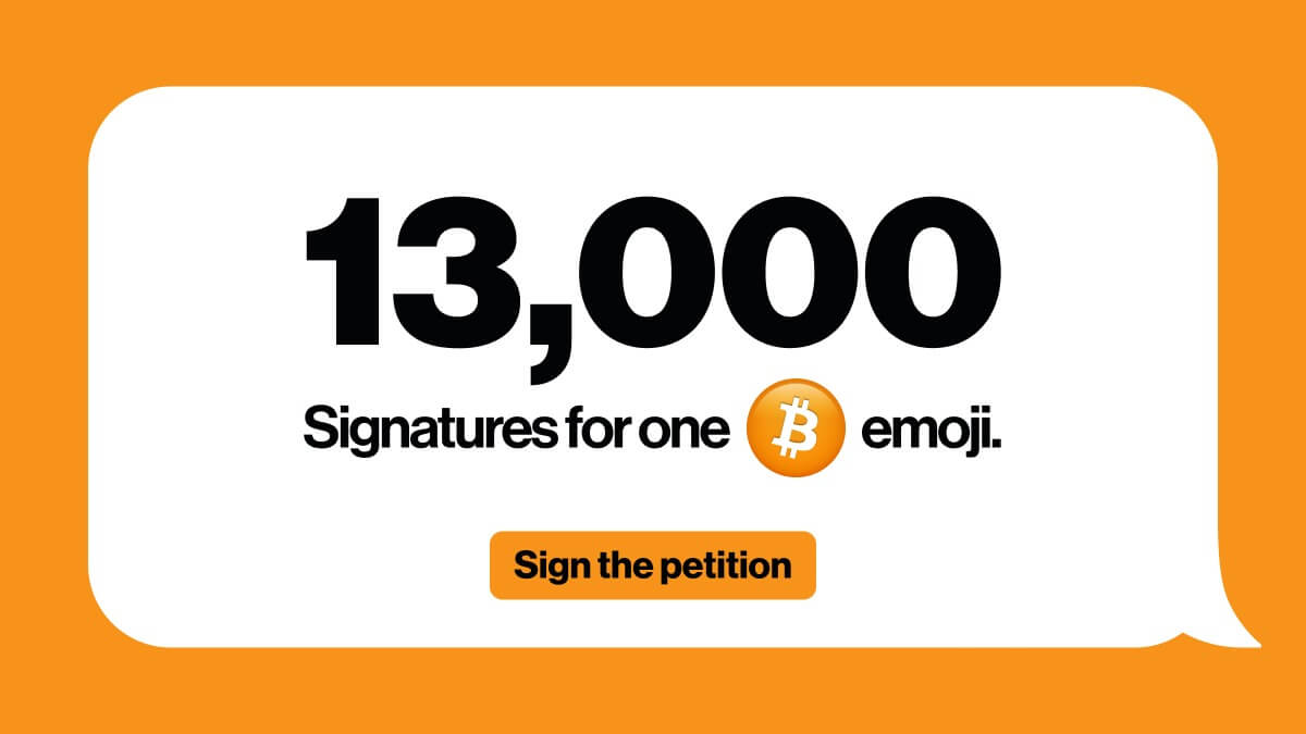 If you had a #Bitcoin for every #BitcoinEmoji signature, you’d have more than 13,000 BTC.

That’s a lot but we can do better. 🤜🤛

Tell your friends to tell their friends – we're making history here: change.org/p/bitcoin-dese…