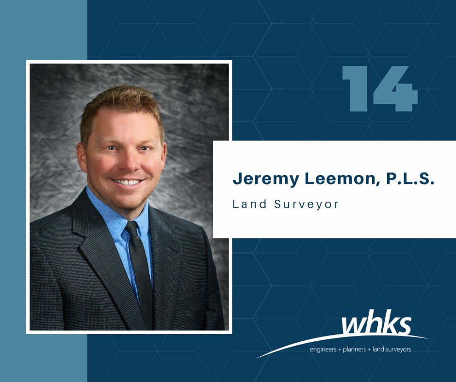 Congratulations to Jeremy Leemon, P.L.S. on celebrating 14 years with WHKS & Co.! 🎉🎉

Jeremy is a Land Surveyor at WHKS. Thank you, Jeremy, for your continued dedication towards Shaping the Horizon!

#WHKS #Shapingthehorizon #engineers #planners #landsurveyors