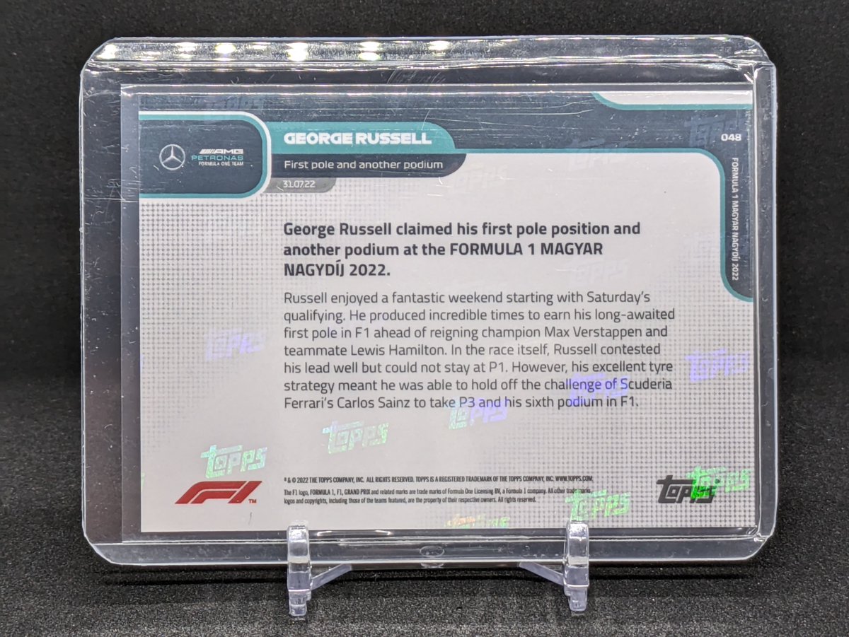 📩 Topps now George Russell First pole and another podium 

ジョージの初ポール記念カードをget🔥
23年からF1にハマった自分はまだジョージのポールをリアルタイムで見れていないので、メルセデスの復活を祈りつつ、またあの雄叫びを拝めるように応援し続けたいと思います🩵

“You beauty!”