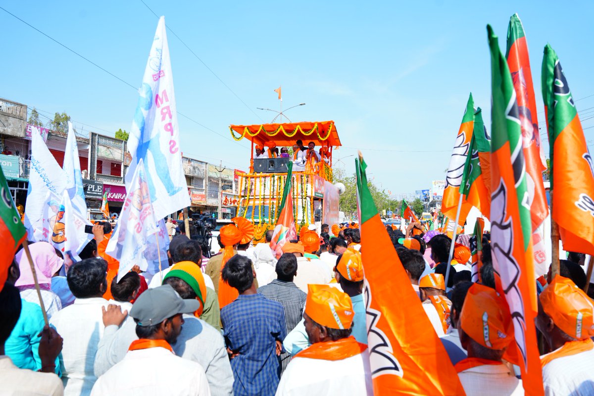 Joined Shri @bharathp7 Garu's nomination rally today along with Shri @Bhupendrapbjp, Hon'ble CM of Gujarat, in Nagar Kurnool, Telangana. #Telangana4BJP