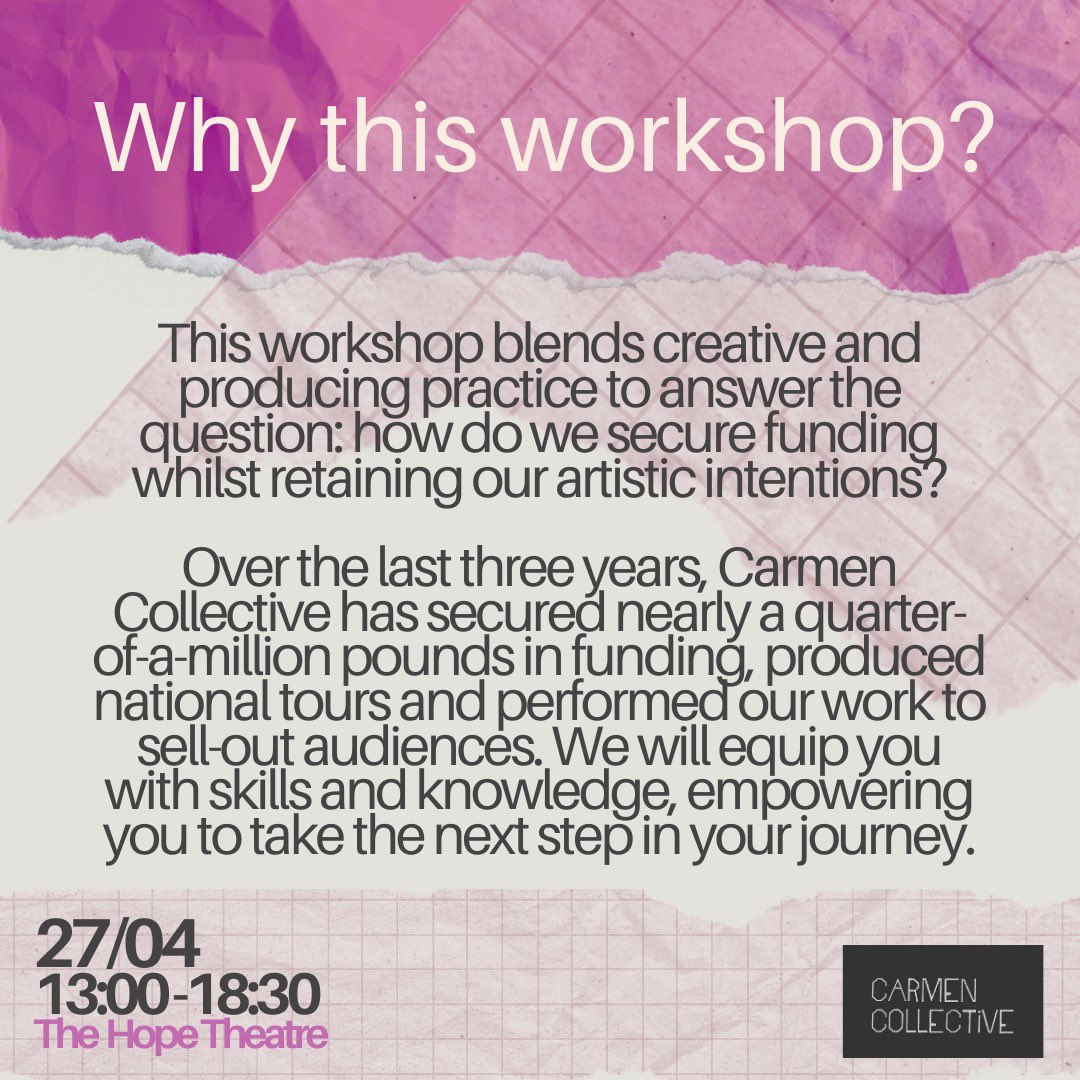 We have just released a handful of extra tickets to our 'Theatre: Making It and Doing It' workshop <a href="/TheHopeTheatre/">The Hope Theatre</a> this Saturday!

Grab them while you can! Once they're gone, they're gone!

🎟️🎟️🎟️🎟️

thehopetheatre.com/productions/th…