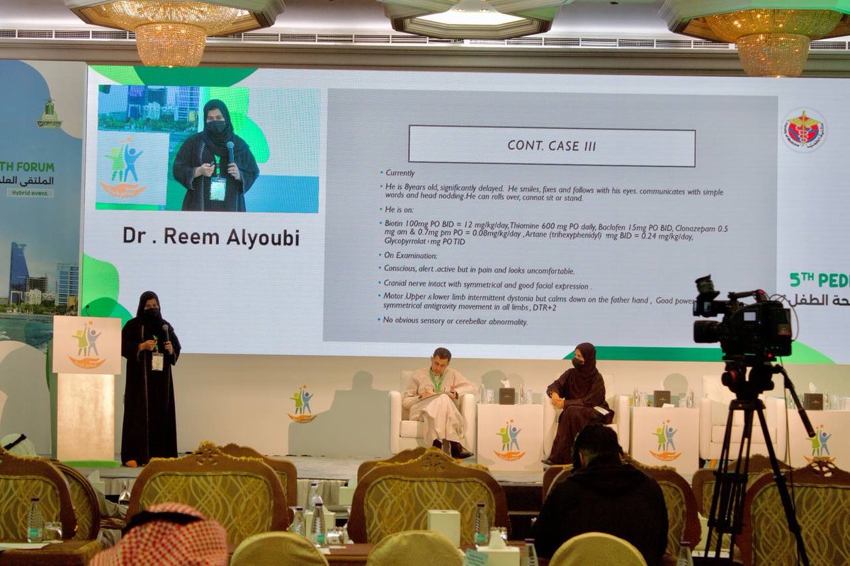 Day 2 features Session 8 on Case scenarios at the 5th Pediatric Health Forum, starting with Dr. Reem Alyoubi discussing 'Challenging case scenarios in neurology & neurogenetics,'

moderated: Dr. Maher Shalabi & Dr. Reima Bakry