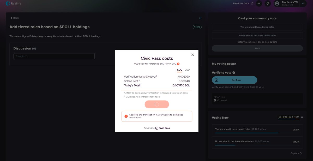 The future is here! KYC DAOs, ID Verified, Proof of user uniqueness, Quadratic Voting, and every flavor in between! Governance in Solana is light years ahead! Kudos to @Realms_DAOs, @civickey, @bonfida and @solana Check out what is happening in $POLL discord.gg/HfrjYJua3E