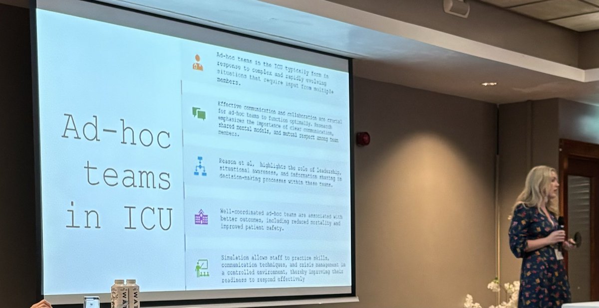 Lisa Ní Thuathail rANP in GUH Critical Care Outreach, in her super presentation on Human Factors, highlights how Simulation Skills Training can go a long way to improving team work, team performance in healthcare settings like ICU. @djcribbin @IACCN_ #HumanFactors