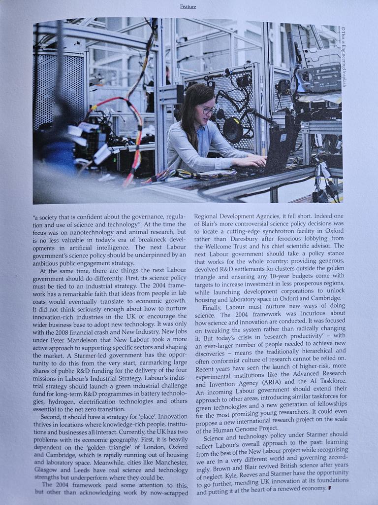 Thrilled to be published in @thefabians' 140th anniversary Fabian Review, exploring what Labour's science policy can learn from the Blair and Brown years 🌹🔬 A few highlights...