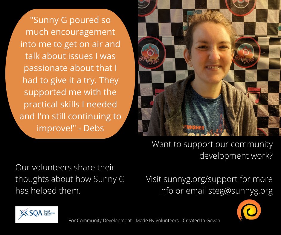 We help people reach positive destinations. 'Sunny G poured so much encouragement into me to get onto the air & talk about issues I was passionate about that I had to give it a try. They supported me with the practical skills I needed and I'm still continuing to improve.' - Debs