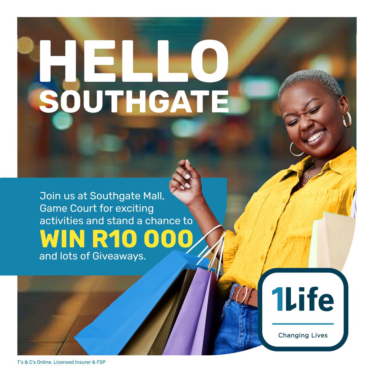 Hello Southgate!!
Visit SA’s #1 Direct Life Insurer, that’s us, at Southgate Mall, Game Court.
09h00 to 19h00 Friday 
09h00 to 19h00 Saturday 
09h00 to 16h00 Sunday and stand a chance to win R10 000! #ThathiCover #1LifeChangingLives