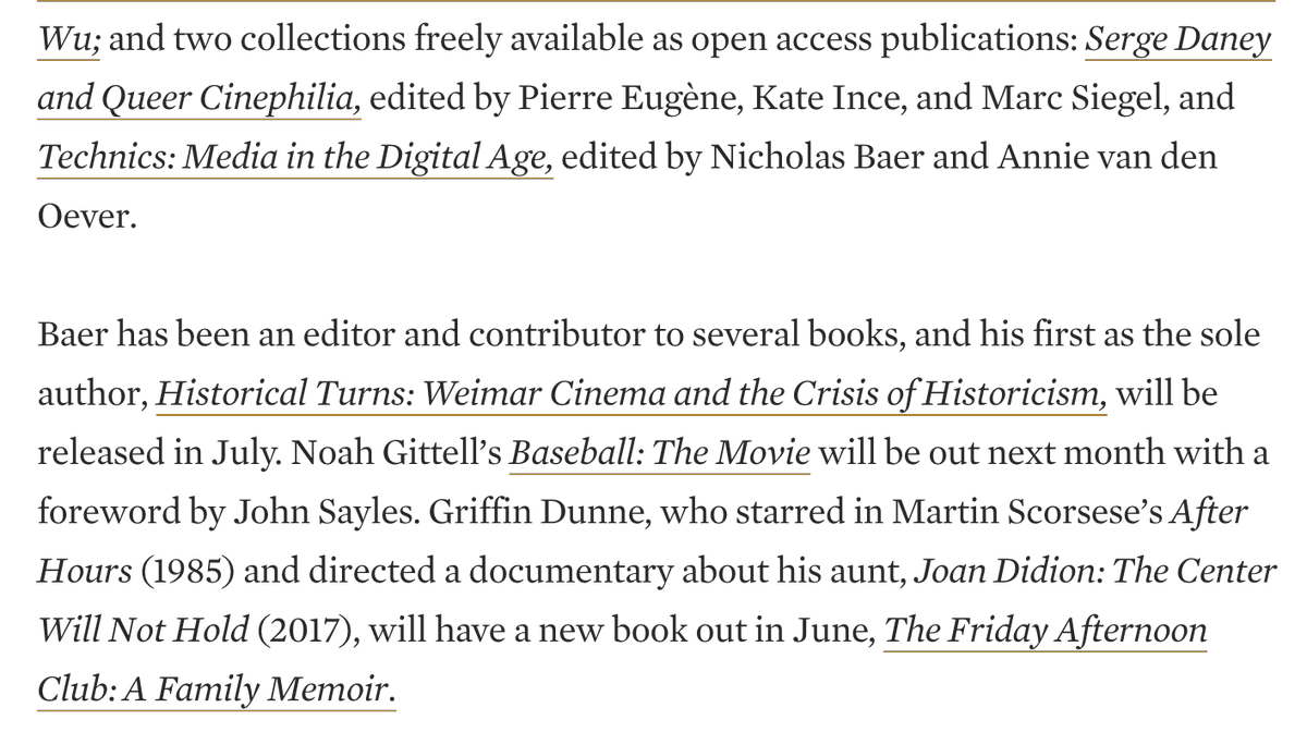 thanks for the shoutout @CriterionDaily!! so many gems in the April Books round-up, including @_nbaer_'s new TECHNICS vol & tour-de-force HISTORICAL TURNS!! 📚🎞️ criterion.com/current/posts/…