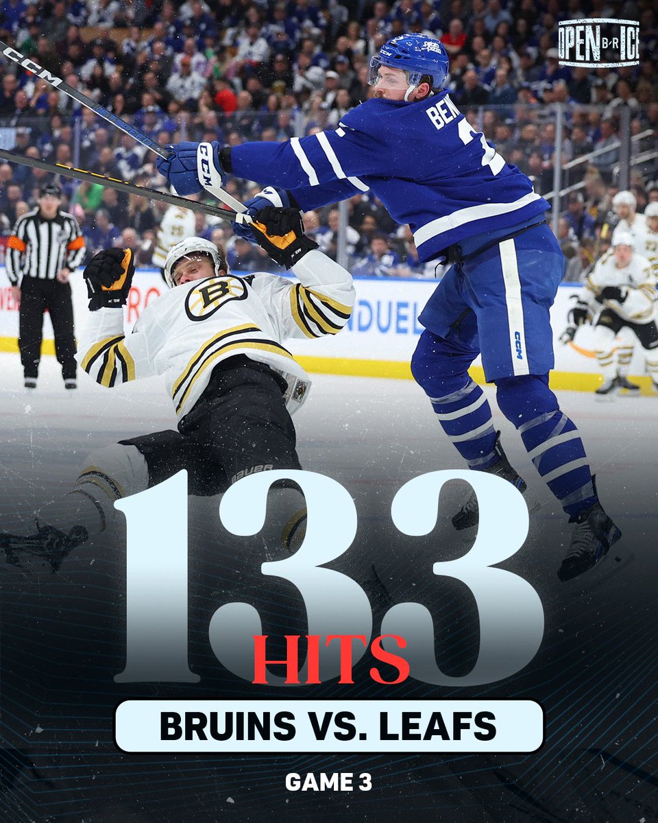 Leafs and Bruins were 5 hits away from setting a record for the MOST in a Stanley Cup Playoff game that ended in regulation 😳 (h/t @Chris_Jast)