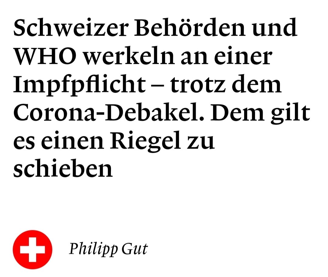 Diese Leute, darunter auch Politiker und vor allem Journalisten, wollen die direktdemokratische Schweiz abschaffen. #PandemieVERTRAG #Impfung #WHO (World Hell Org)
weltwoche.ch/daily/schweize…