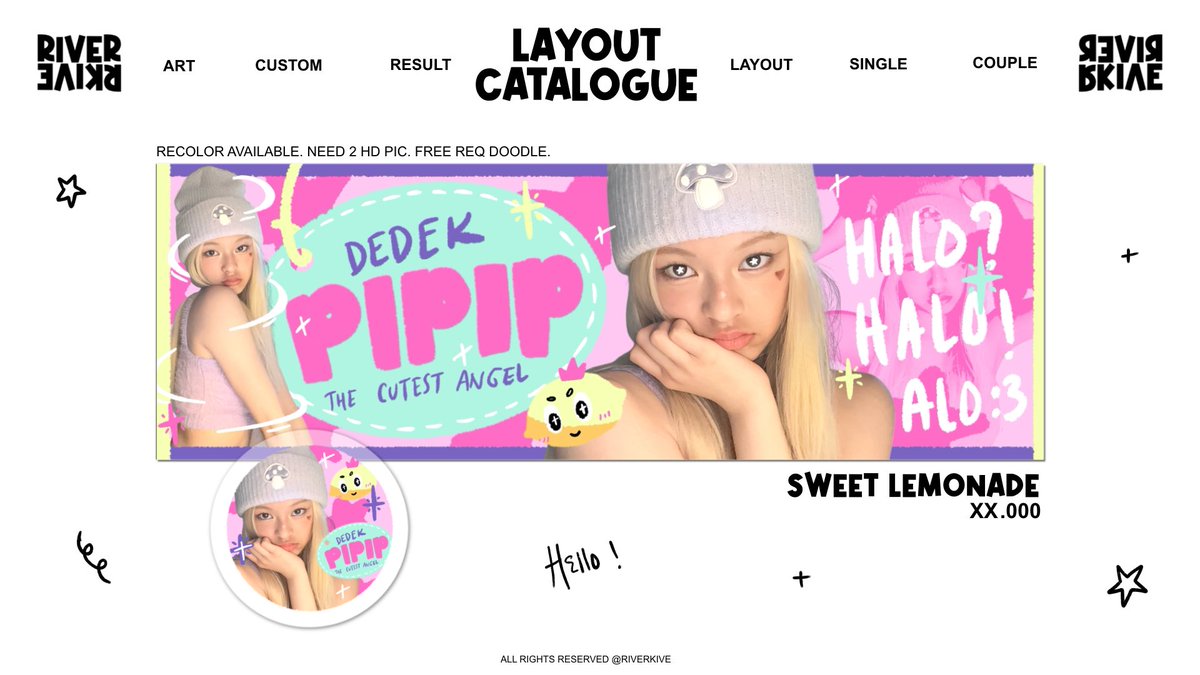 RIVERKIVE's tweet photo. GIVEAWAY MY NEW LAYOUT 

halo, seperti yang dulu dulu. Saya mau GA beberapabcatalog baru saya sebelum bisa diorder ya. Syaratnya :
- rt tweet ini &amp; layout yang dimau
- follow @riverkive 
- qrt ajak temen kamu buat ikutan

Terima kasih #zonaunag https://t.co/Pl0TdyobOz