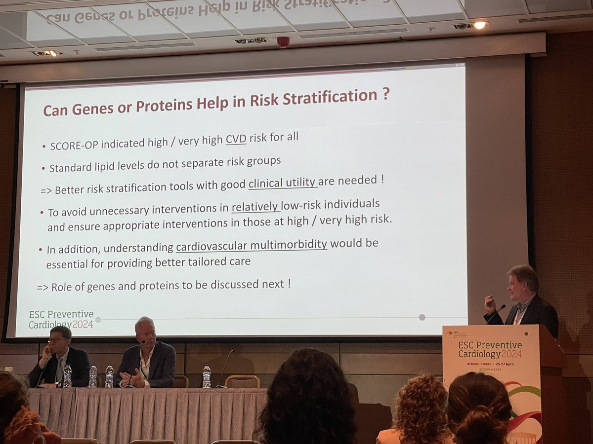 Super #ESCPrev2024 session on 🔥topic Genes or proteins: what is best for clinical guidance in cardiovascular multimorbidity? Stage set by Case presentation: risk prediction in the Lieto cohort 🔦 limitations of current risk stratification