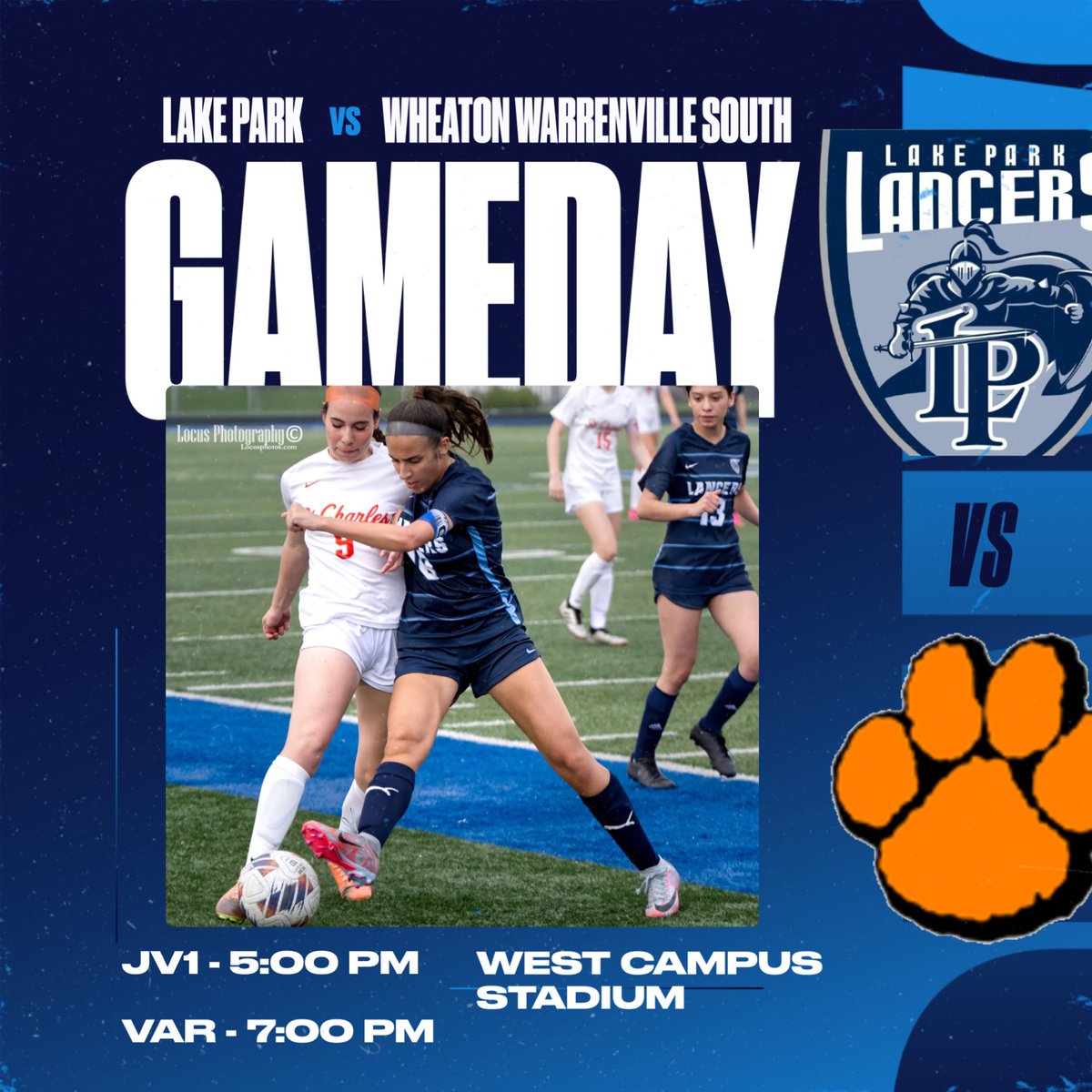 🚨GAMEDAY🚨 Lake Park Girls Soccer are back to DuKane Conference action tonight against Wheaton Warrenville South at home! Come out and support! JV1 - 5:00 PM VARSITY - 7:00 PM