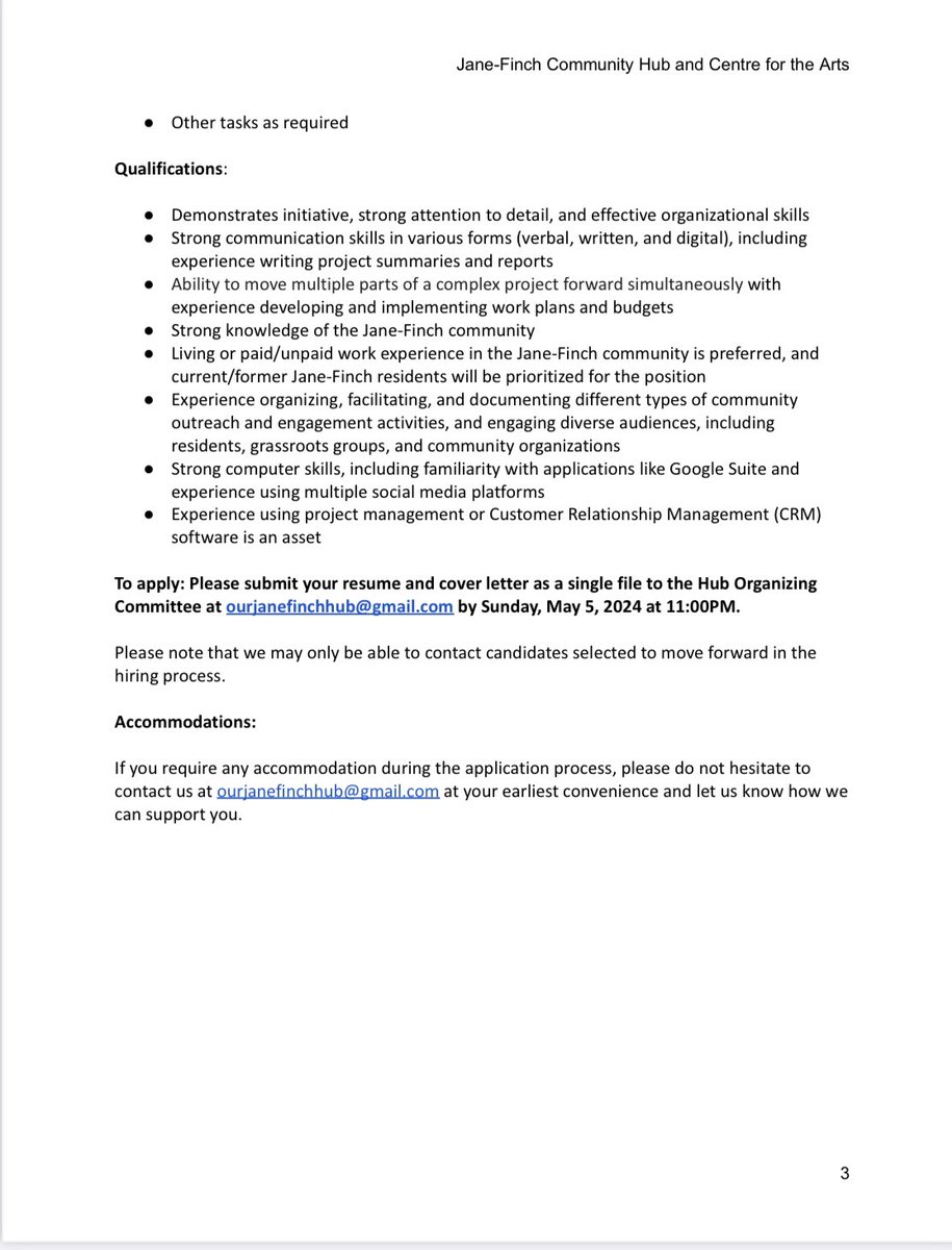 Anthony Perruzza (@perruzzato) on Twitter photo The <a href="/OurJaneFinchHub/">Jane-Finch Community Hub Organizing Committee</a> is looking for a Project Coordinator! The application deadline for this role is Sunday, May 5, 2024, at 11:00 PM. To apply for the role, to email your resume and cover letter as a single file to: ourjanefinchhub@gmail.com The <a href="/OurJaneFinchHub/">Jane-Finch Community Hub Organizing Committee</a> is looking for a Project Coordinator! The application deadline for this role is Sunday, May 5, 2024, at 11:00 PM. To apply for the role, to email your resume and cover letter as a single file to: ourjanefinchhub@gmail.com