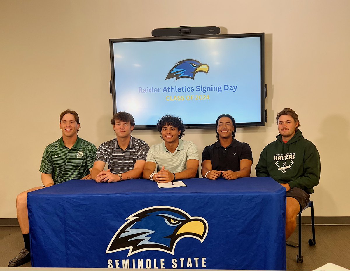Congratulations to all our Raiders who signed to continue their academic/athletic journey yesterday! Jack Angus, @StetsonBaseball Ethan Salak, @StetsonBaseball Connor Hensley, @GSAthletics_BSB Jacob Green, @USFBaseball Danny Ramirez, @MizzouBaseball