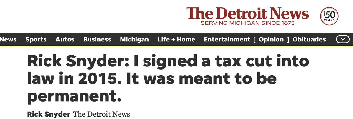 🚨I've seen A LOT of shameful acts by national & Michigan media in abandoning the #FlintWaterCrisis...but the @detroitnews publishing an op-ed from ex-MI Gov Rick Snyder pushing for permanent tax cuts for the rich—on the 10-year-anniversary of the water crisis—is nauseating.