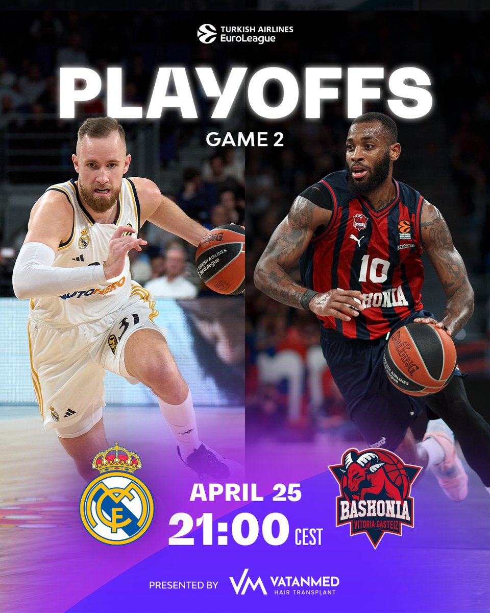 We are BACK in the Spanish capital as @RMBaloncesto look to go 2-0 tonight 👀 In their way? A @Baskonia side determined to steal one on the road 😤 Match-Up presented by @vatanmedclinic