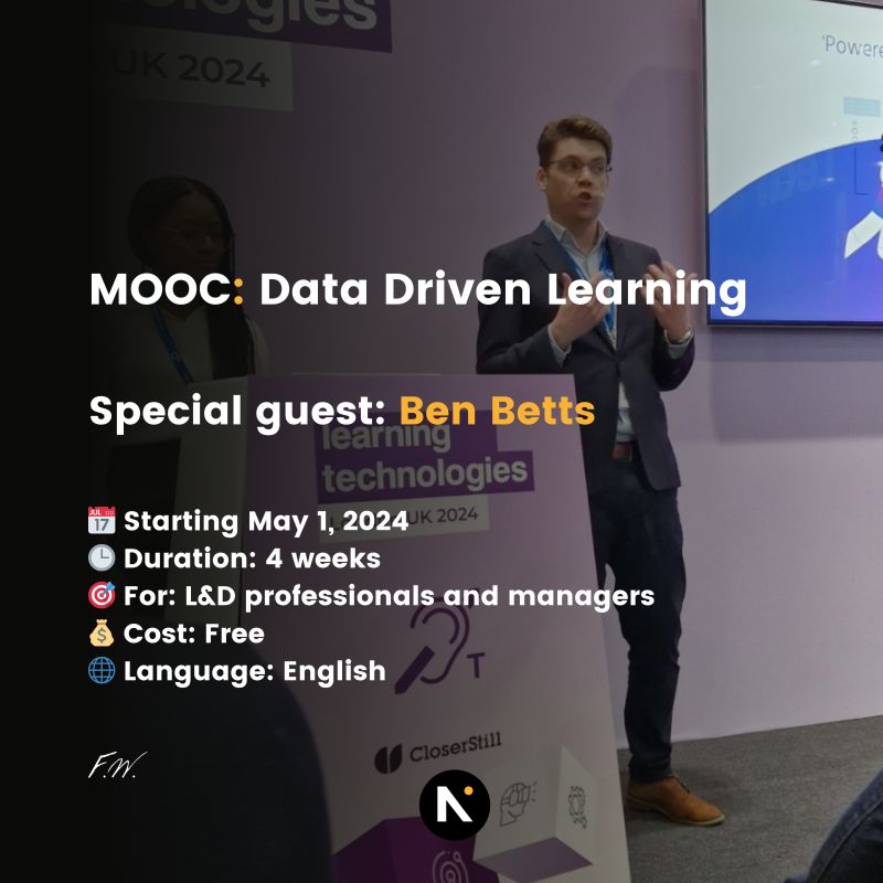 Our partners over at Next Learning Valley have created a Data-Driven Learning MOOC, designed to help organizations make better informed decisions about their learning programs using data and analytics. Sign up here: hubs.ly/Q02v0Xxl0