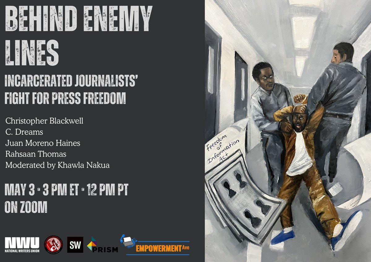 Friday May 1st, 2024, 3pm EST, don't miss out on BEHIND ENEMY LINES, a panel about journalism by incarcerated & #FreedomofPress, on #WorldPressFreedomDay. Panelists are listed below & zoom RSVP form also! I hope to see you there!

docs.google.com/forms/d/e/1FAI…