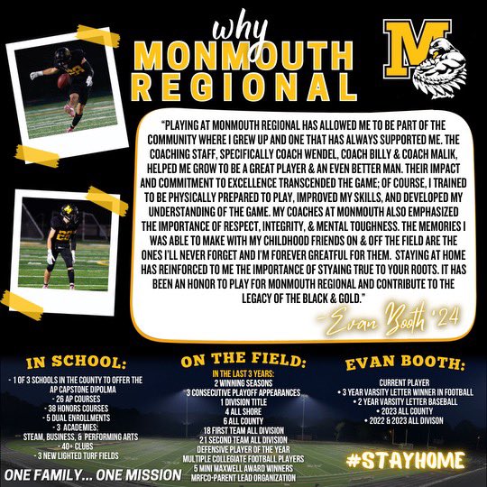 Next up for “Why Monmouth Regional” former player Evan Booth #stayhome