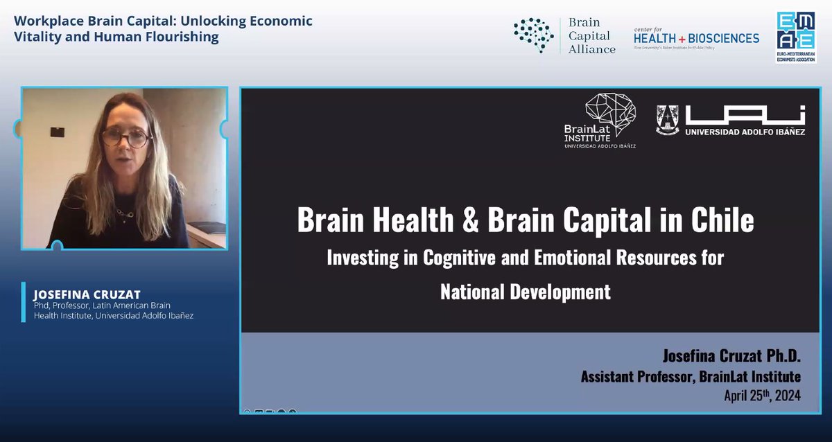 Presenting now at the @EMEAorg Webinar on “Workplace #BrainCapital”, @josecruzat PhD, Prof @BrainlatUAI, @UAI_CL