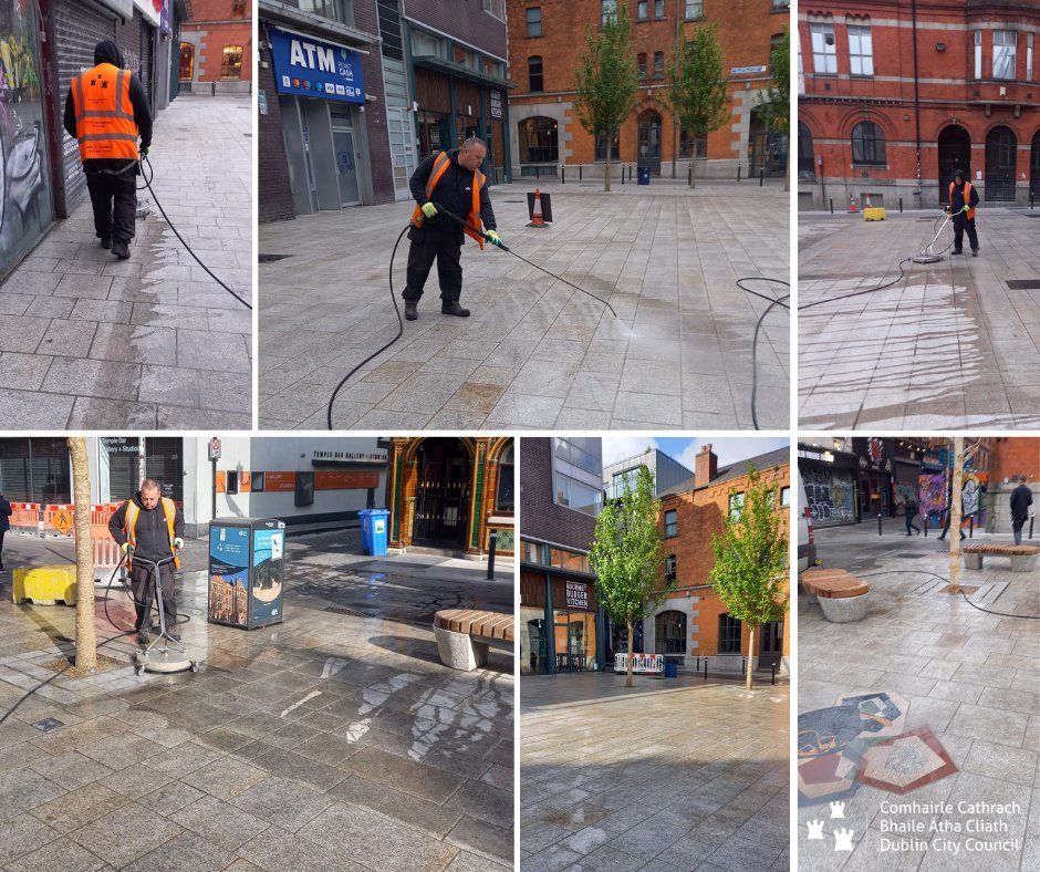 Deep clean & buffer wash carried out today at the iconic Temple Bar, #Dublin, operated by our NCOD #wastemanagement wash crew. The area was left in Grade A condition. Thanks Martin & team. #YourCouncil