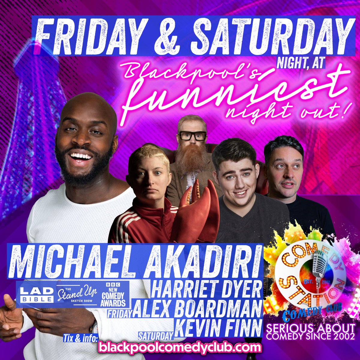 Check out what we’ve got for you this Friday & Saturday night, in Blackpool! Tix & info: blackpoolcomedyclub.com