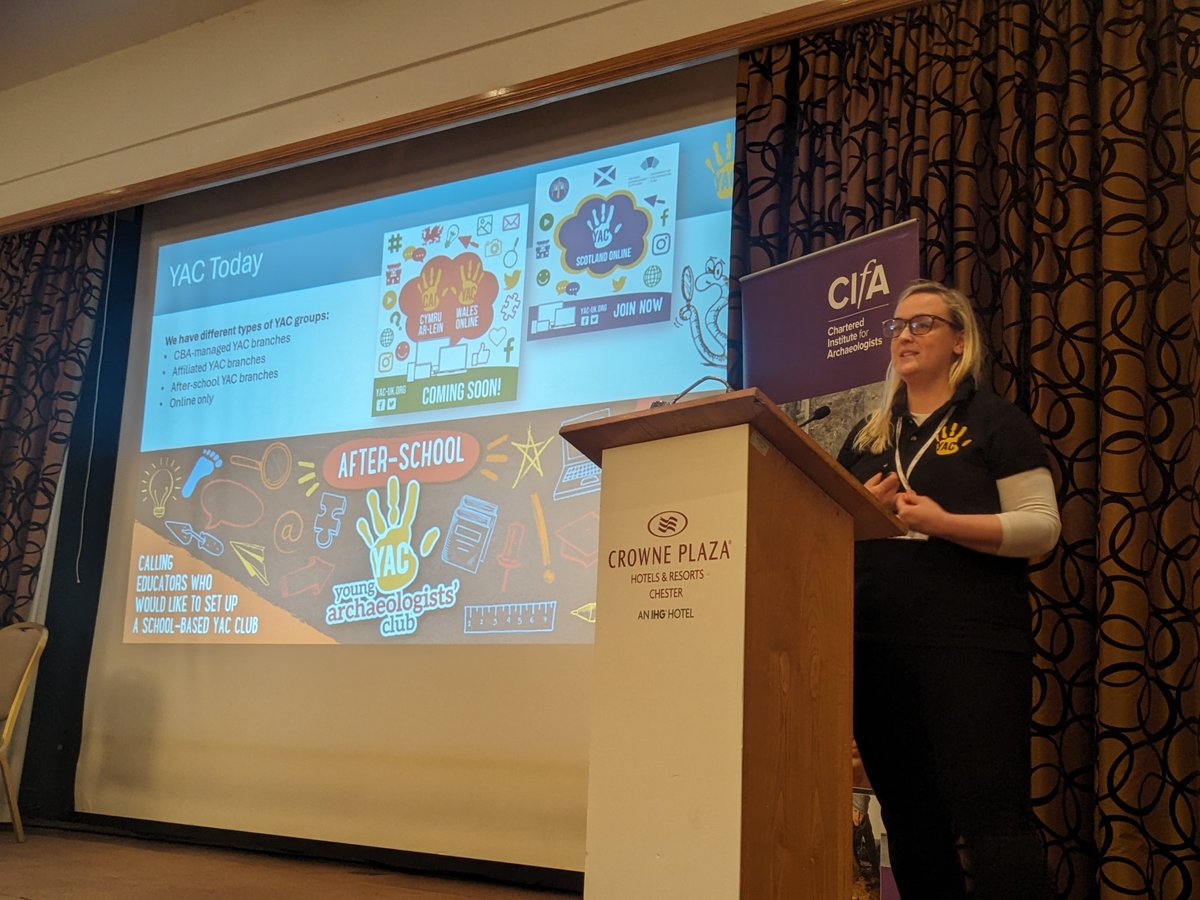 @Archaeo_Jo is taking to the stage at our @InstituteArch #CIfA2024 session to take us on a journey through @YAC_CBA's history and future, and their great activities, members, and volunteers. Plus, a little feature from 'Norman' the worm! #Archaeology