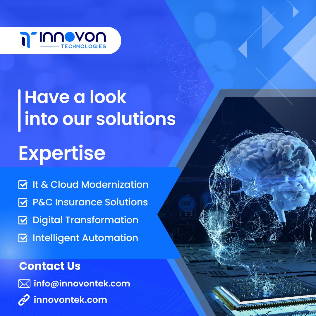 Take advantage of this chance to learn more about our services.
innovontek.com

#innovon #innovontech #digitaltransformation #innovativesolutions #innovativesolution #digitalera #innovontechnologies #insurancetechnology #techininsuranc #guidewire #duckcreek #digitalage