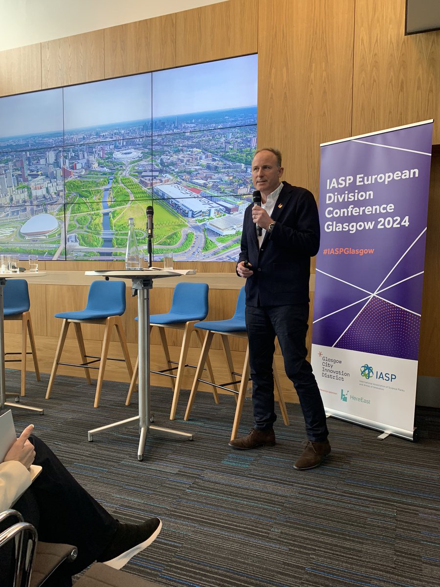 We’re rattling through today’s agenda! Now up is @GavinJPoole, explaining how @HereEast developed an innovation district from an Olympic Park - building on the legacy of the London 2012 Summer Olympics #IASPglasgow