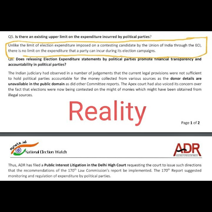 Vivekpandey21's tweet photo. Dhruv Rathee claim of EC allowing BJP to exceed election spending limit is Fake News ❌

There's no limit on party expenditure, only on individual candidates

Candidate &amp; party spending accounts are separate &amp; regulated independently by the EC

#Dhruv_Rathee Palki Sharma Modiji https://t.co/DXSo19zNZ1