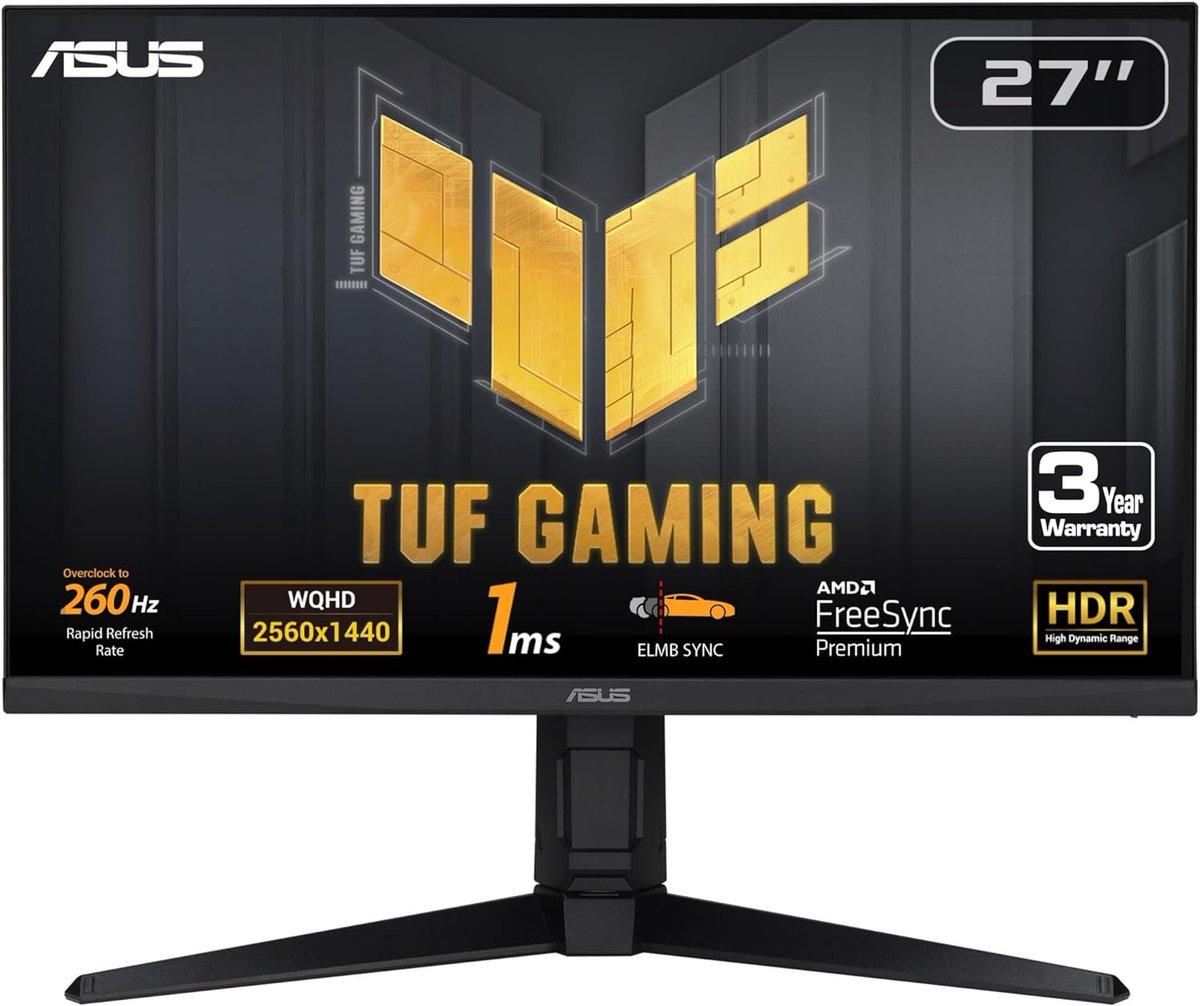 ASUS TUF 27” 1440P QHD (2560 x 1440) 260Hz 1ms IPS Gaming Monitor is $229.00 on Amazon: amzn.to/4bbnsSK #ad (List Price $399.00)