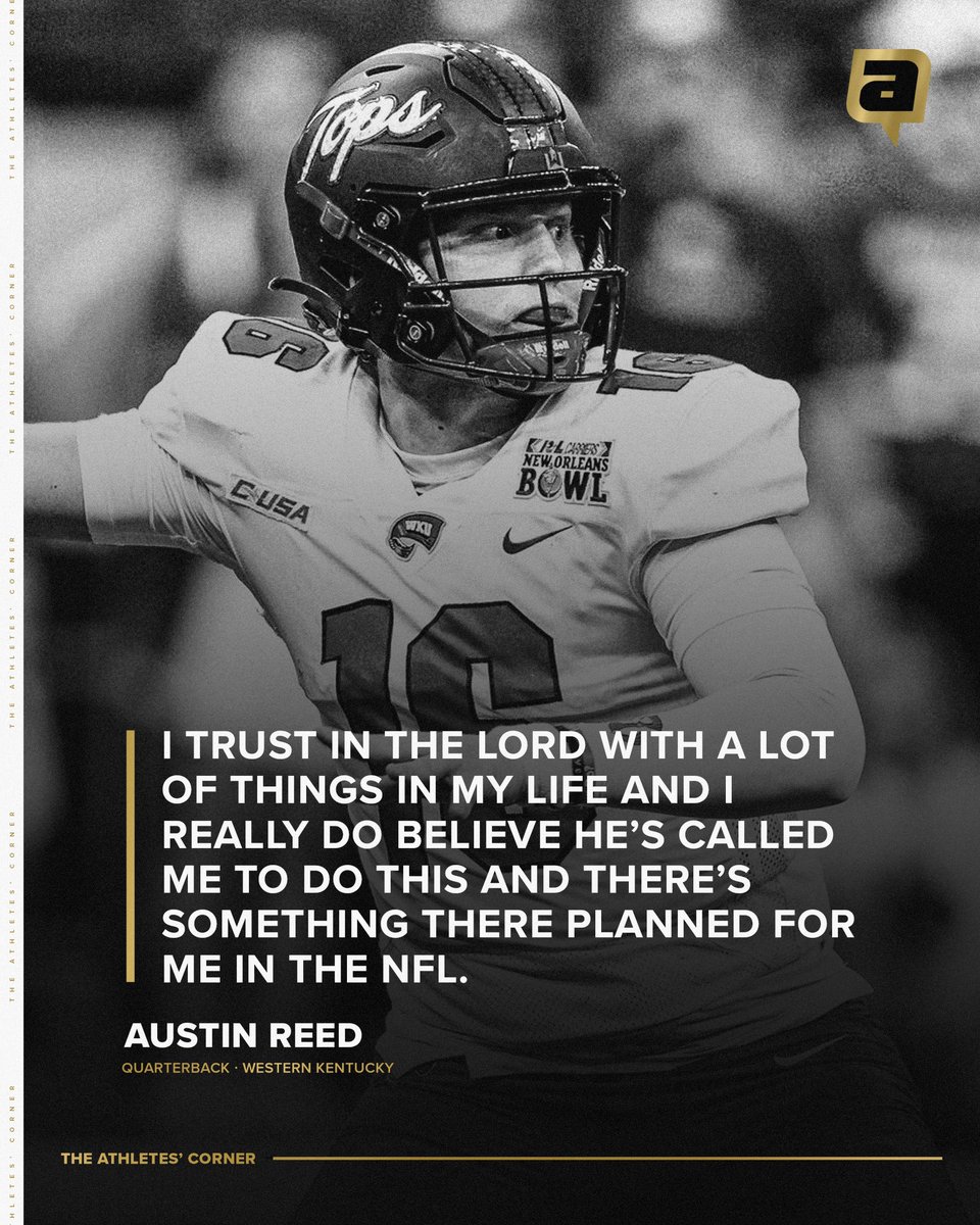 Western Kentucky QB @Areed365 enters this weekend’s NFL Draft expecting to hear his name called and believing in God’s plan for his life 🙏