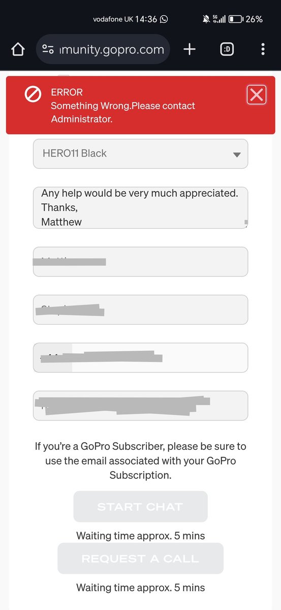 MStephenson95's tweet photo. @GoPro @billyho123456 @GoProUK @GoPro is there a way to contact the support team other than the live chat/request a call on the contact us page? Neither are currently working for me, or have been for the last week. I either get an error message or the page freezes (see image) https://t.co/XKHZv4I6WT