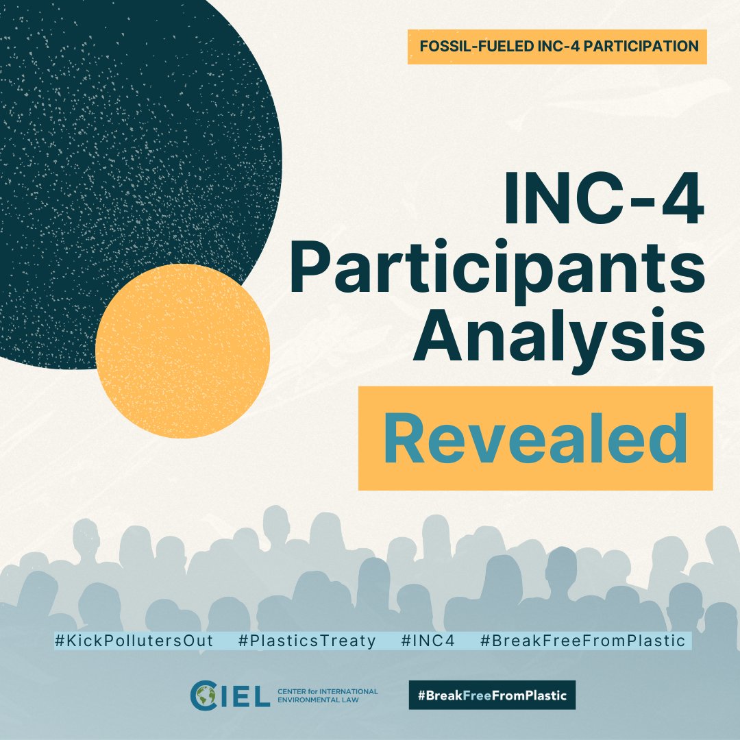 📢 BREAKING: <a href="/ciel_tweets/">Center for International Environmental Law</a>’ analysis of #INC4 participants reveals exactly who is at the Global #PlasticTreaty talks.

Guess what? 
🛢️Fossil fuel lobbyists far outnumber national delegations, scientists👩‍🔬, and Indigenous peoples!! 

#KickPollutersOut #BreakFreeFromPlastic

🧵1/6