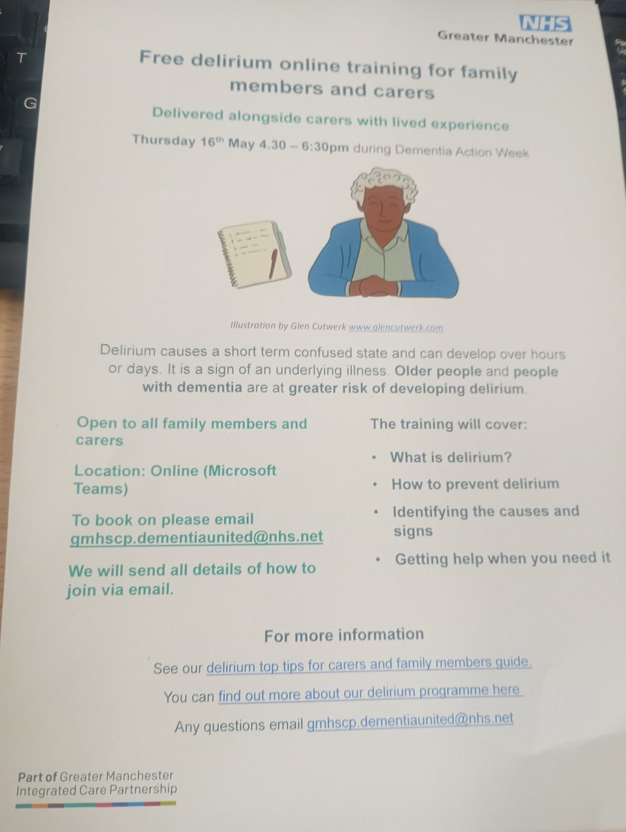 Free delirium online training for family and carers. This will give our carers a good knowledge base of delirium and how to prevent and get help if needed. @boltonnhsft #delerium #prevention #livedexperience