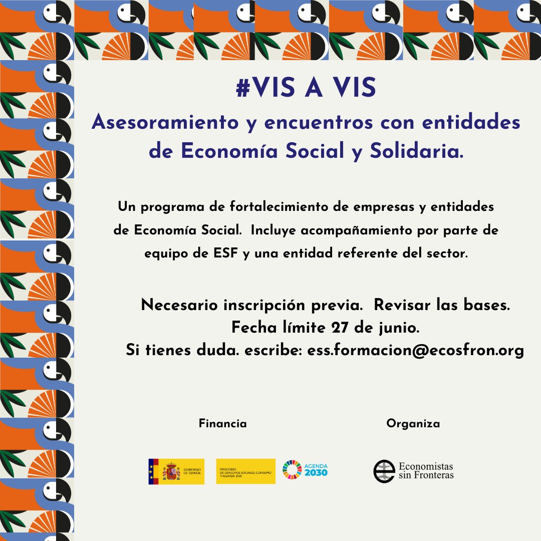 EconomiaJusta's tweet photo. ¿Quieres conocer de cerca como lo hacen otras entidades y empresas de la Economía Social y Solidaria? ¡Os presentamos el nuevo programa de VIS A VIS de acompañamiento!
https://t.co/SkPdkn6o7v https://t.co/SmIOQesUWn