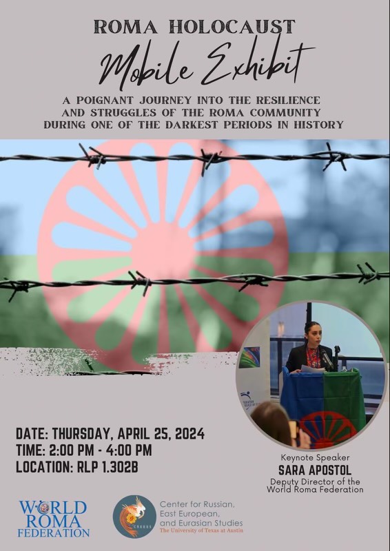 Today at the University of Texas at Austin, <a href="/UTAustin/">UT Austin</a>, the #WorldRomaFederation is hosting its 2nd Mobile Roma #Holocaust Exhibit. Those of you in the area, please come out and support! It's Free!  #OpreRoma #RomaHolocaustRememberance