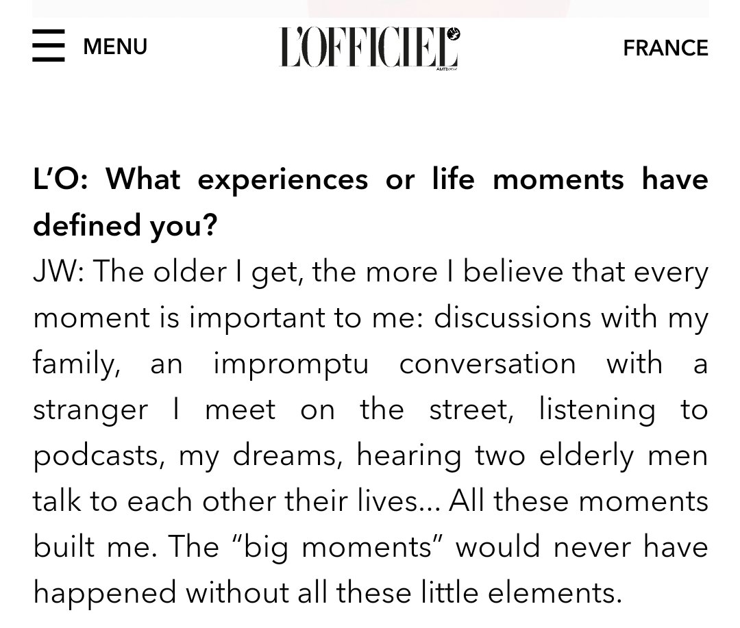 Wow! This truly resonates with me.
I also think being present in every moment, no matter how big or small, is what makes and builds us.
#JacksonWang
#JacksonWangxLOFFICIEL