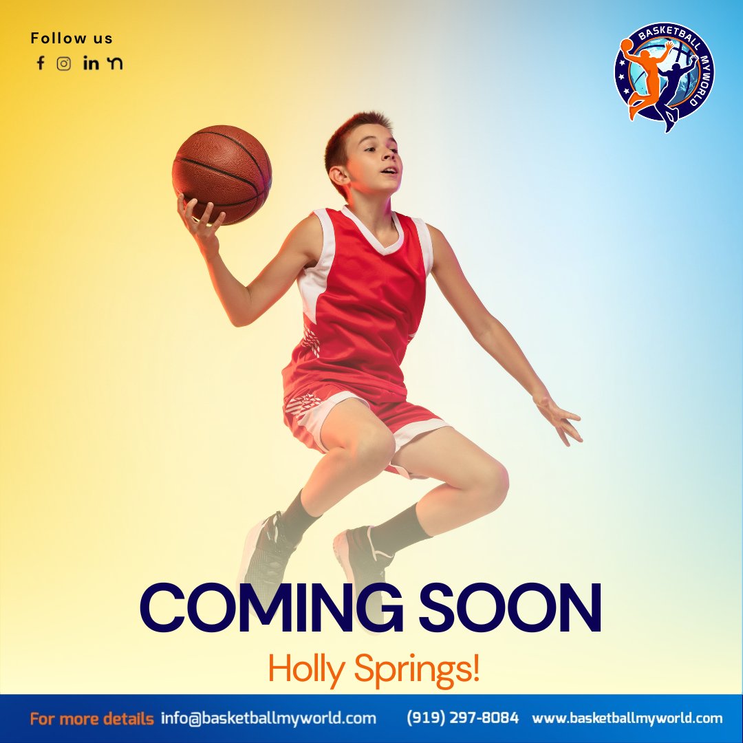 Get ready to shoot some hoops! Basketball MyWorld is making its way to Holly Springs soon.
To know more: basketballmyworld.com
📞📞(919)297-8084
#BasketballMyworld #HollySprings #SkillBuilding #Teamwork #SkillDevelopment